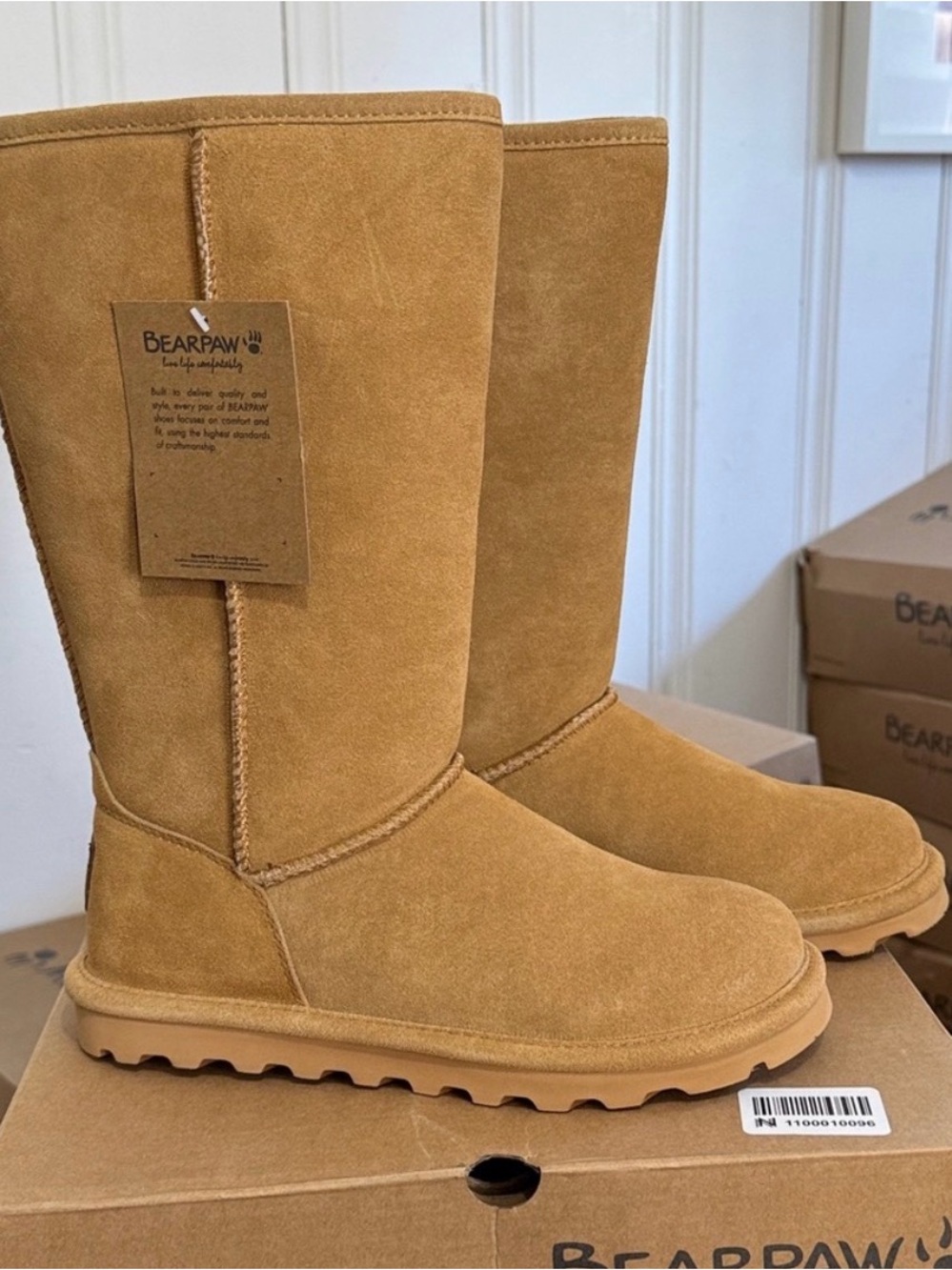 BearPaw Tall Chestnut Suede-Look Pull-On Boots